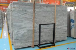 Fantasy color wavy grain light grey marble slab